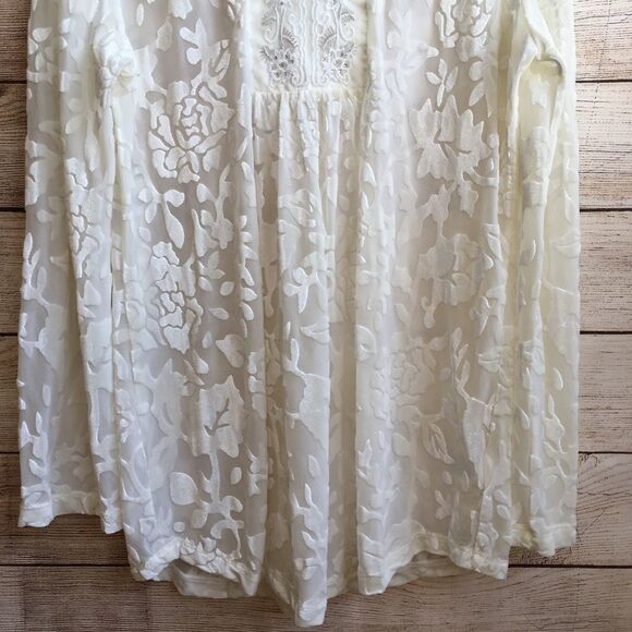 EXCELLENT CONDITION INDIGO SOUL SHEER WITH FLOCKED VELVET TOP IN CREAM - Picture 3 of 7